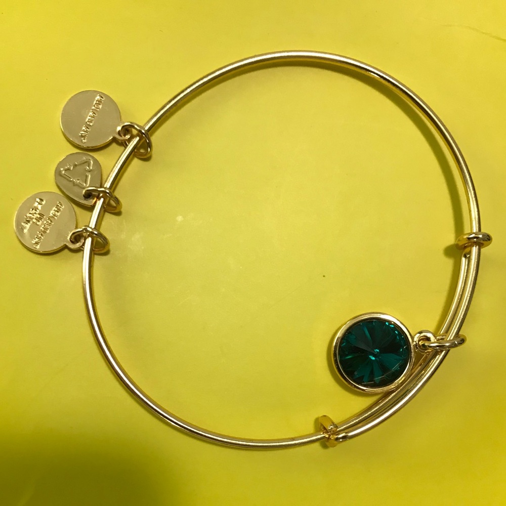 Alex & Ani Swarovski green charm bracelet